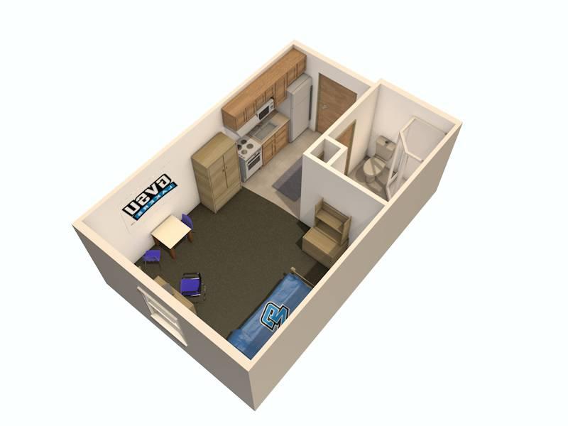 A floor plan for Grand Valley's two-bedroom Winter Hall.